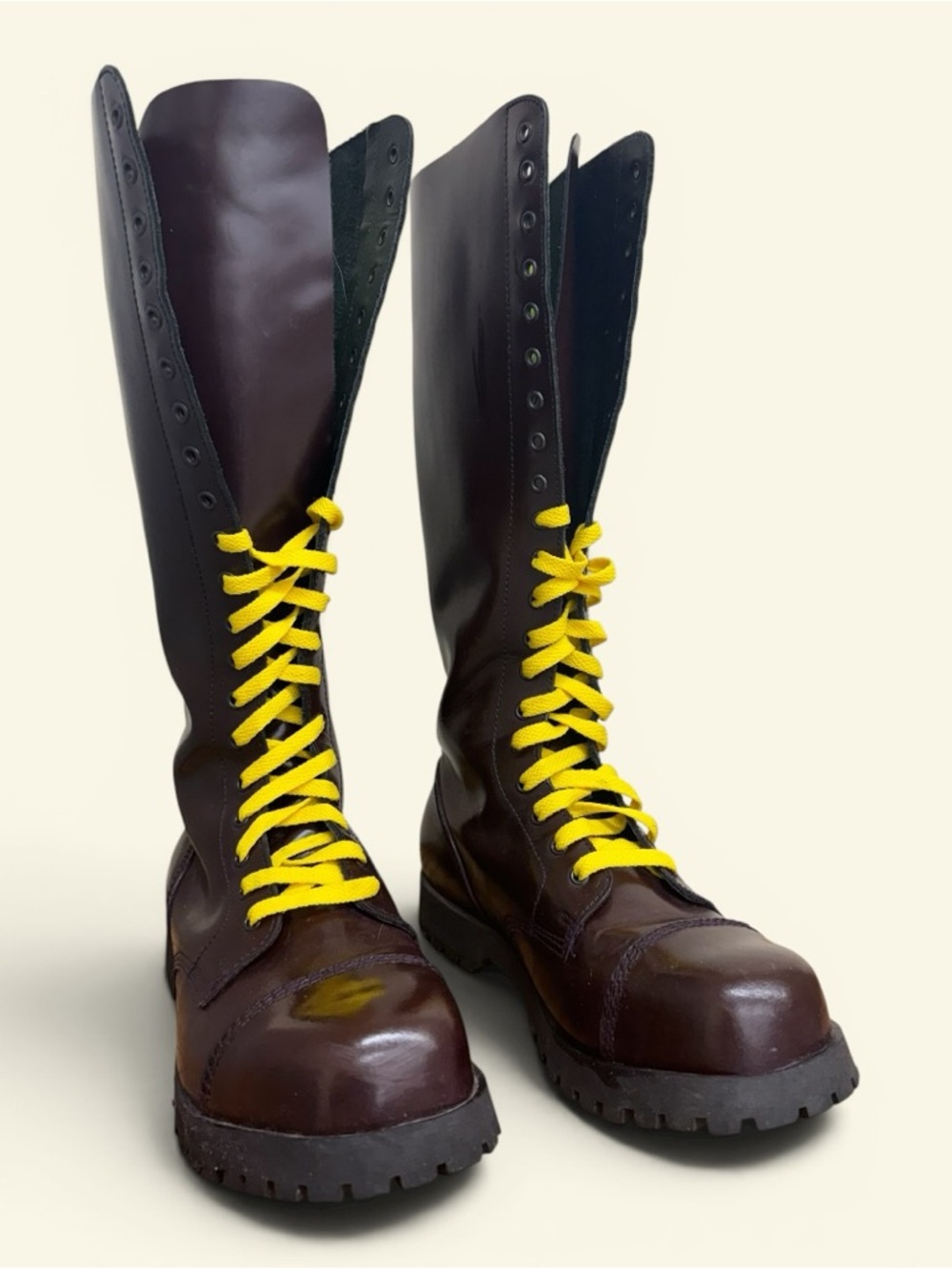 Oxblood Boots & Braces Bordeaux Burgundy Rangers Boots 20 Hole Steel Toe SIZE 8 - Picture 12 of 16